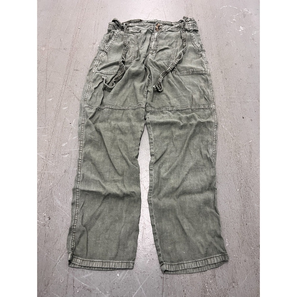 American Eagle Outfitters Pants Womens 16 Gray Linen Blend Straight Leg Coastal